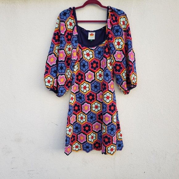 FARM RIO Flower Crochet Mini Dress - Picture 4 of 10